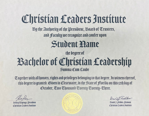 Bachelor of Christian Leadership Degree $30.00