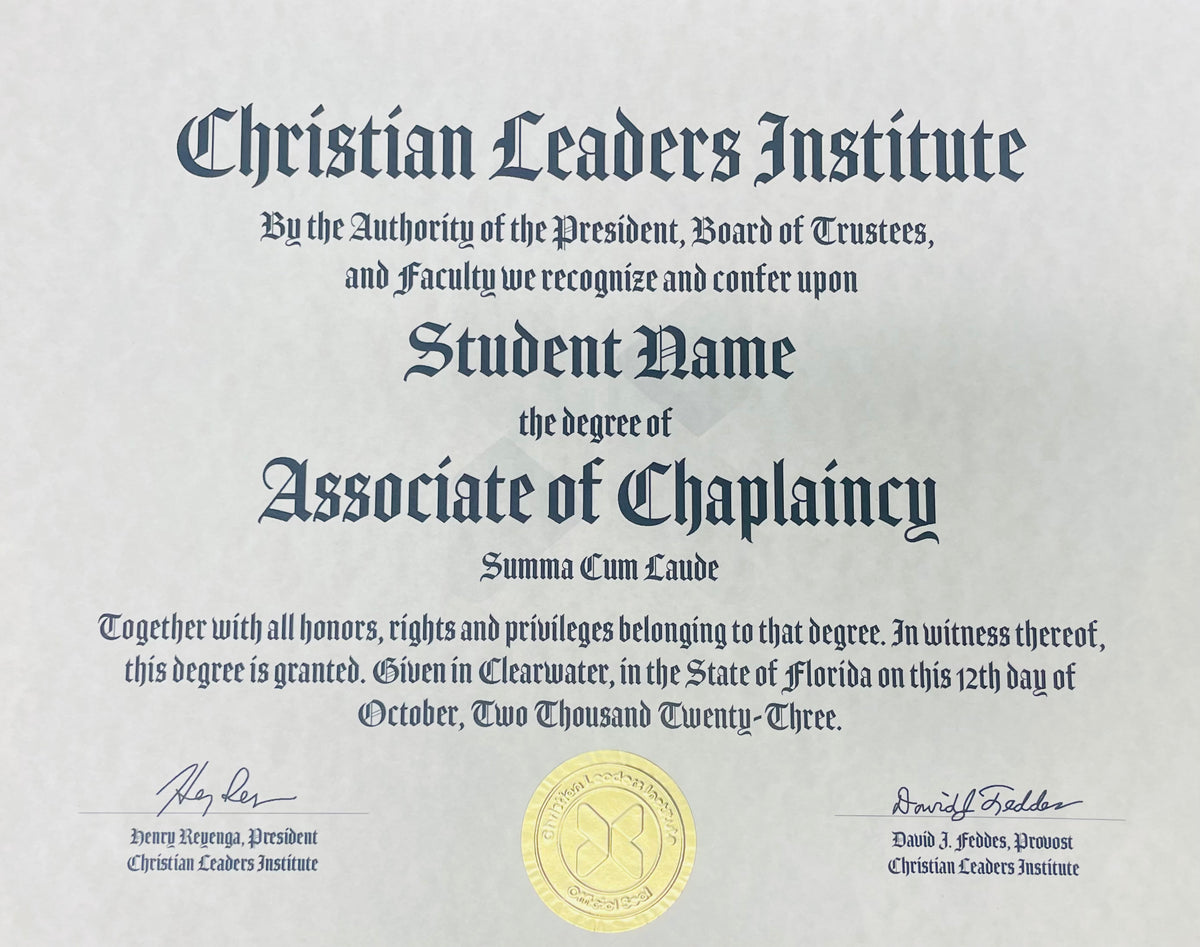 Associate of Chaplaincy Degree $30.00 – Christian Leaders Ministries