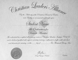 Licensing/Ordination/Minister Certificate