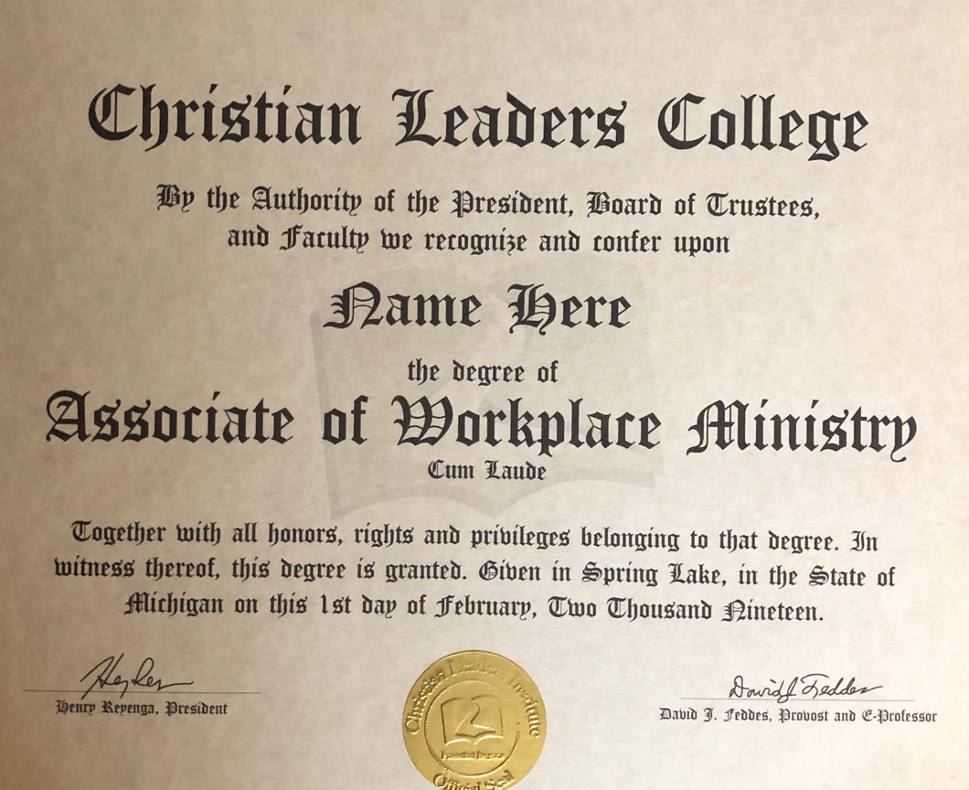 Associate of Workplace Ministry Degree