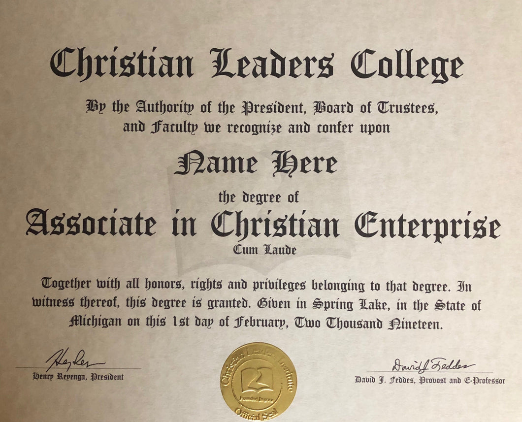 Associate in Christian Enterprise Degree
