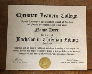 Bachelor in Christian Living Degree