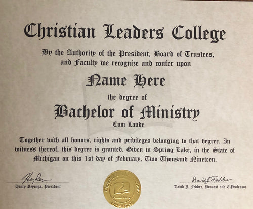 Bachelor of Ministry Degree