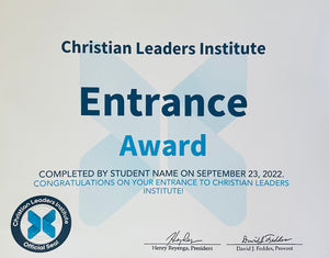 Christian Leaders Institute Entrance Award