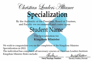 Ordained Associate Minister Specialization