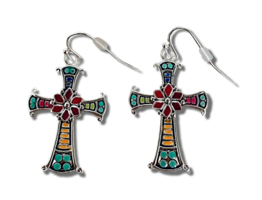Colorful Cross Earrings