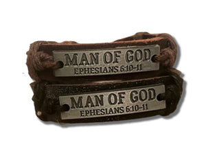 Man of God Leather Wristband