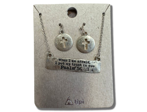 When I am afraid I put my trust in you Necklace and Earrings