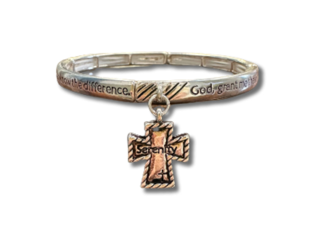 Prayer of Serenity Cross Charm Bracelet